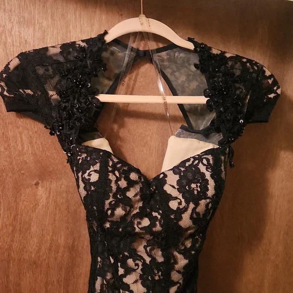 Black Lace Wedding/Formal Gown With Train Size 2 By Designer Suleyman Demirel